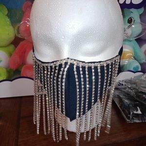 Handmade custom bling white diamond face mask